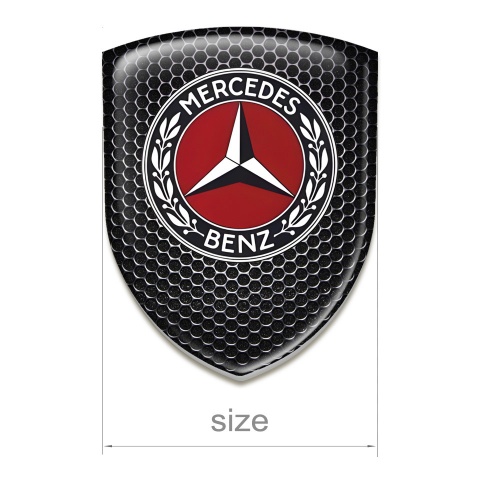 Mercedes Silicone Badge Perforated Steel Base Red Logo Motive 