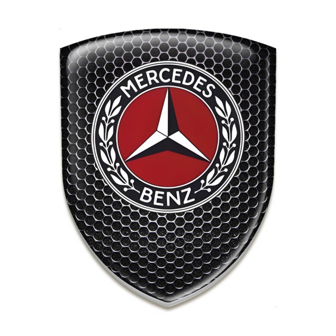 Mercedes Silicone Badge Perforated Steel Base Red Logo Motive 