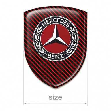 Mercedes Benz Emblem Badge Logo Red Carbon Base Red Logo