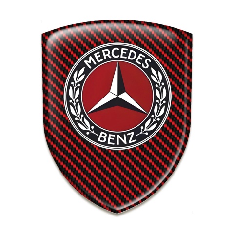 Mercedes Benz Emblem Badge Logo Red Carbon Base Red Logo
