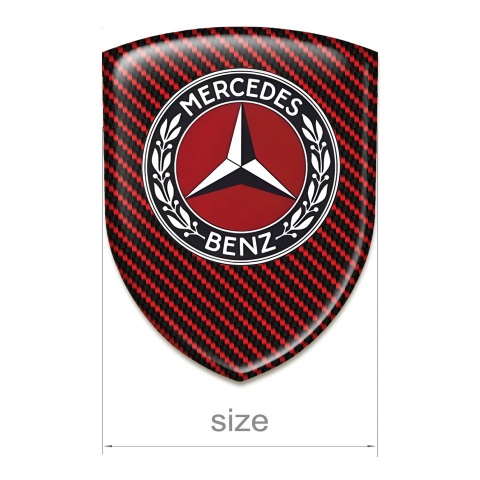 Mercedes Benz Emblem Badge Logo Red Carbon Base Red Logo