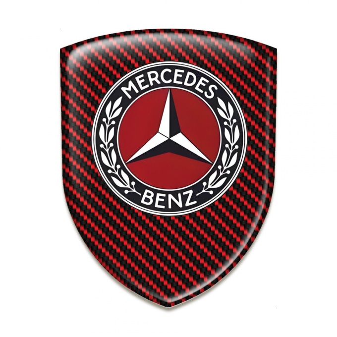 Mercedes Benz Emblem Badge Logo Red Carbon Base Red Logo