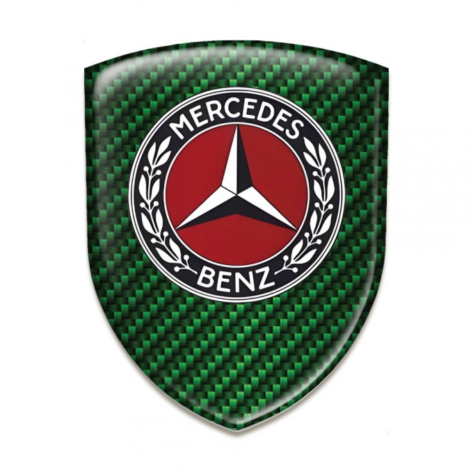 Mercedes Benz Tuning Emblem Green Carbon Pattern 