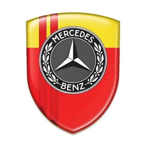 Mercedes Benz Emblem Badge Logo Red Yellow Design 