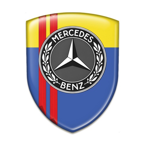 Mercedes Benz Resin Sticker blue Yellow with Red Lines Design 