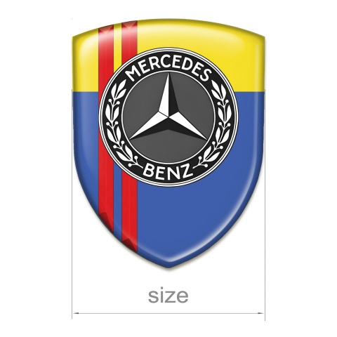 Mercedes Benz Resin Sticker blue Yellow with Red Lines Design 