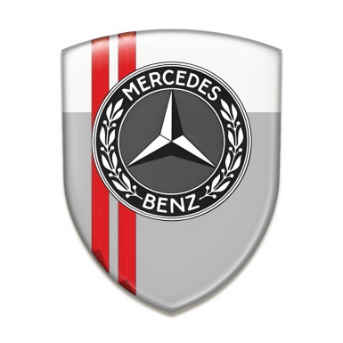 Mercedes Benz Emblem Exterior Grey White Print With Red lines 