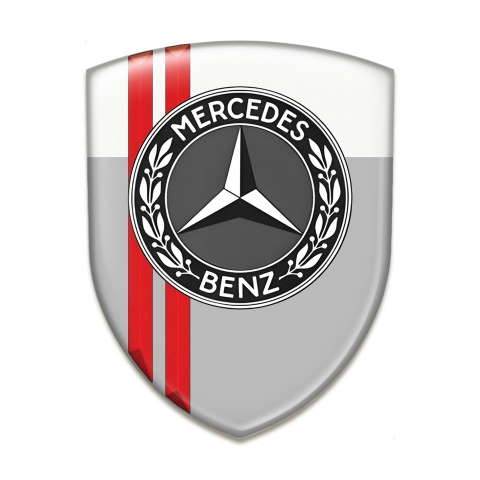 Mercedes Benz Emblem Exterior Grey White Print With Red lines 