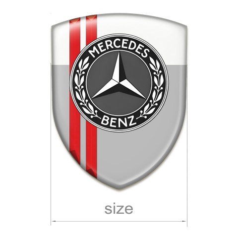 Mercedes Benz Emblem Exterior Grey White Print With Red lines 