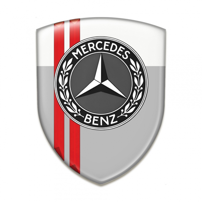 Mercedes Benz Emblem Exterior Grey White Print With Red lines 