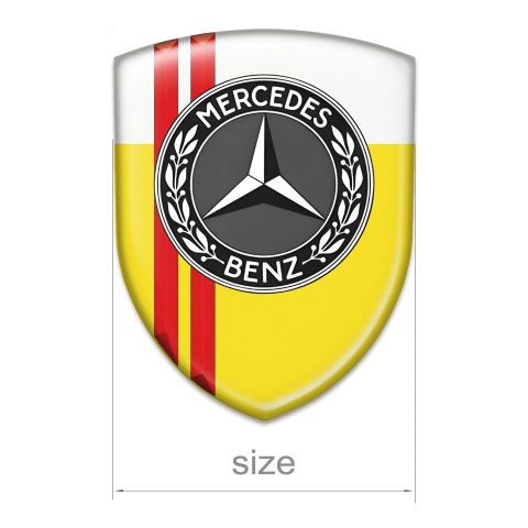 Mercedes Benz Emblem Interior Yellow White Print with Red Stripes Design