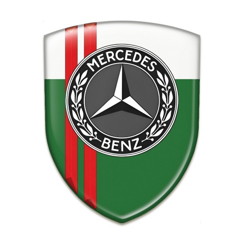 Mercedes Benz Car Accessories Badge Green White with Red Lines design 