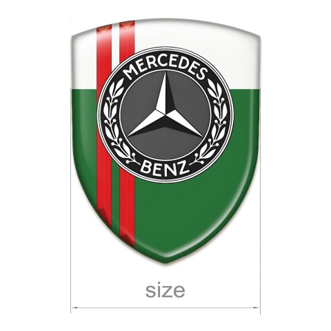 Mercedes Benz Car Accessories Badge Green White with Red Lines design 