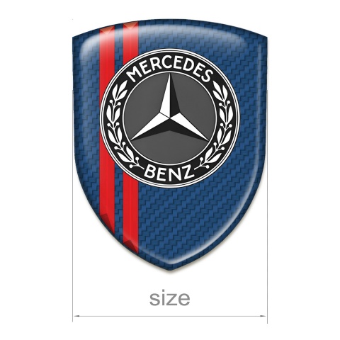 Mercedes Benz Self Adhesive Car logo Emblem Navy Blue carbon with Red Lines 