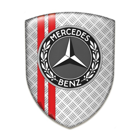 Mercedes Benz Silicone Car Decal Badge Mesh Effect with Red Lines 