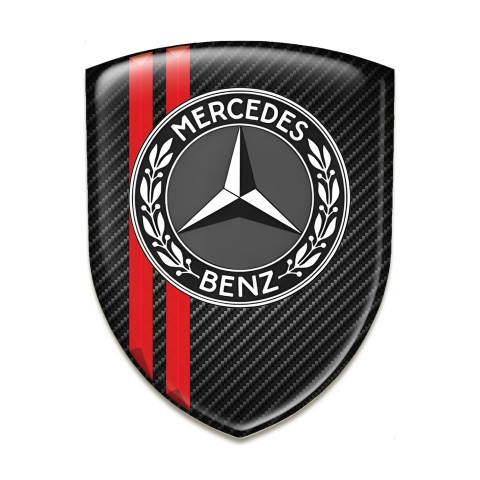 Mercedes Benz Silicone Badge Black carbon with Red lines Design 