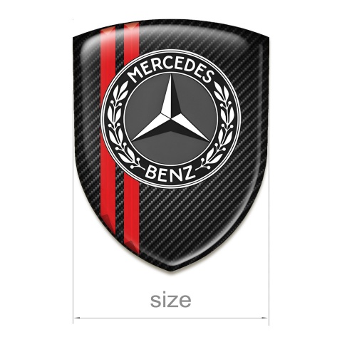 Mercedes Benz Silicone Badge Black carbon with Red lines Design 