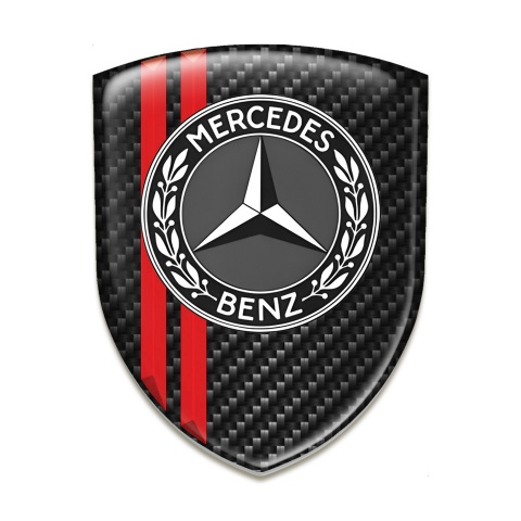 Mercedes Benz Auto Emblem Dark Carbon with Red Lines 