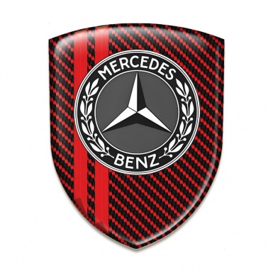 Mercedes Benz Logo Emblem Red Carbon with Lines Design 