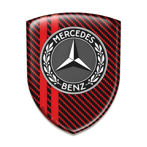 Mercedes Benz Logo Emblem Red Carbon with Lines Design 