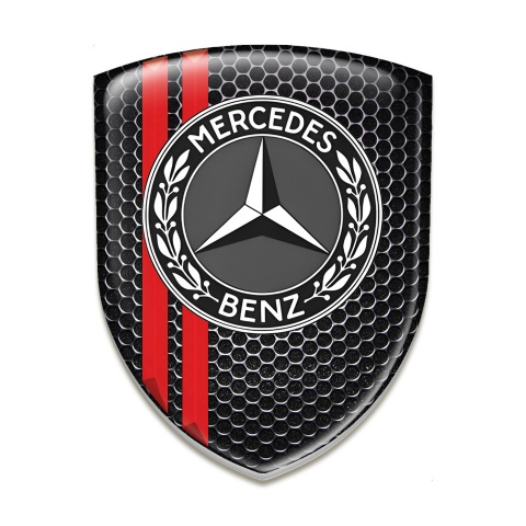 Mercedes Benz Tuning Emblem Perforated Steel with Red  Lines design 