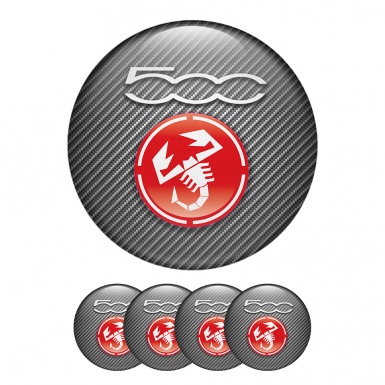 Fiat Abarth Domed Stickers Wheel Center Cap Red Point