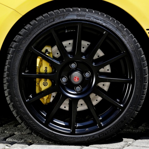 Fiat Abarth Domed Stickers Wheel Center Cap Red Point