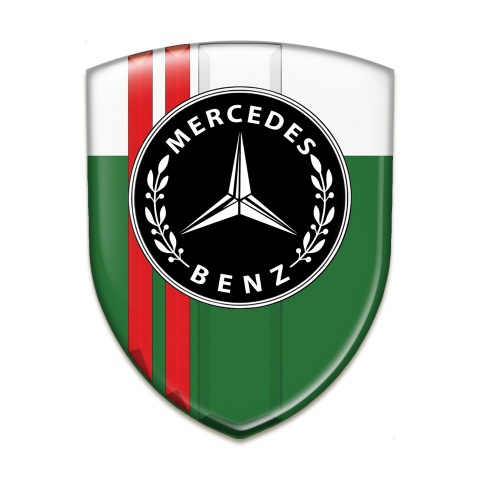 Mercedes Benz Car Accessories Badge Green White Base Red Lines style 