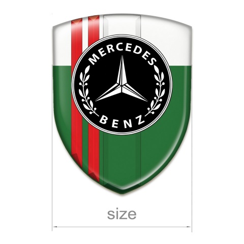 Mercedes Benz Car Accessories Badge Green White Base Red Lines style 