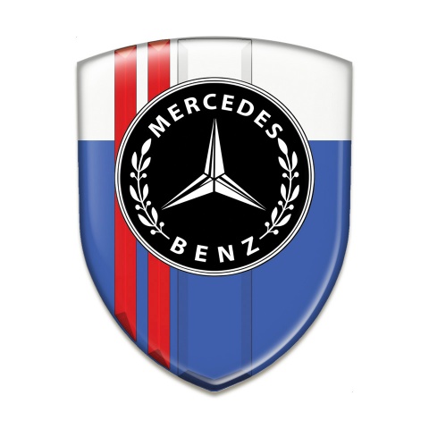 Mercedes Benz Self Adhesive Car logo Emblem Blue white With Red Lines design 