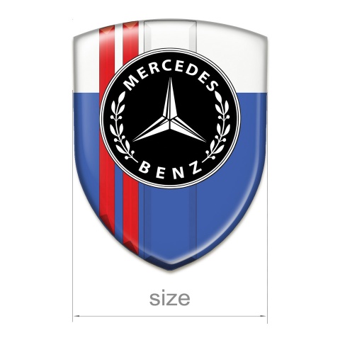 Mercedes Benz Self Adhesive Car logo Emblem Blue white With Red Lines design 