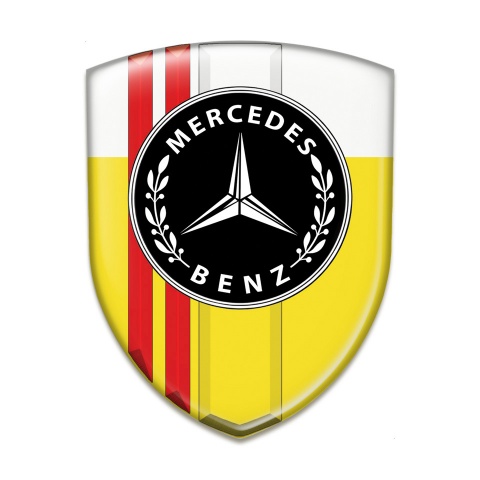 Mercedes Benz Car Interior Badge Yellow White with Red Lines Design 