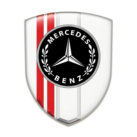 Mercedes Benz Silicone Badge white with Red Lines Design 