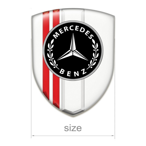 Mercedes Benz Silicone Badge white with Red Lines Design 