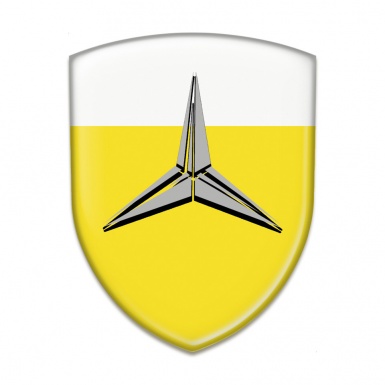 Mercedes Emblem Badge Logo Yellow White Base Grey Logo Type 