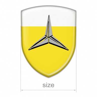 Mercedes Emblem Badge Logo Yellow White Base Grey Logo Type 