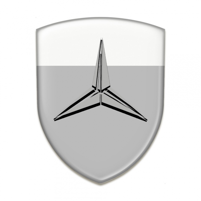 Mercedes Tuning Emblem Grey White Base Grey Logo 