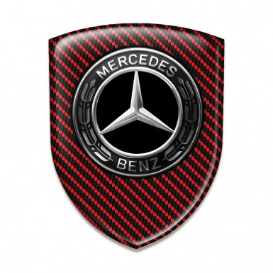 Mercedes Benz Resin Sticker Red Carbon Metallic Logo efffect