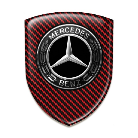 Mercedes Benz Resin Sticker Red Carbon Metallic Logo efffect