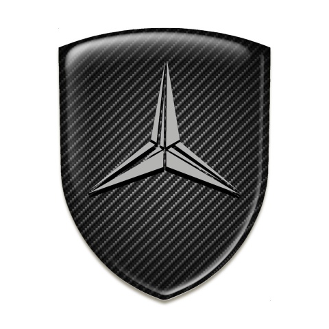 Mercedes Emblem Badge Logo Black Fibers Base Grey Logo 