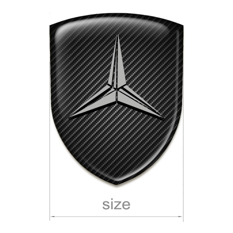 Mercedes Emblem Badge Logo Black Fibers Base Grey Logo 