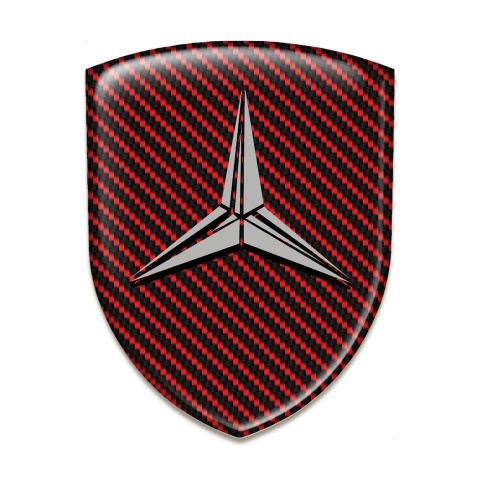 Mercedes Domed Emblem Red Carbon Grey Logo Design 