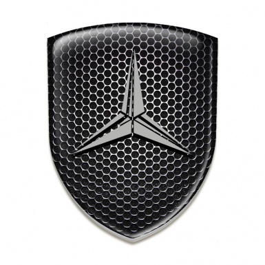 Mercedes Resin Sticker Perforated Steel base Grey Logo