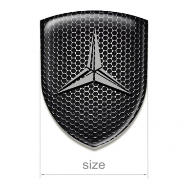 Mercedes Resin Sticker Perforated Steel base Grey Logo