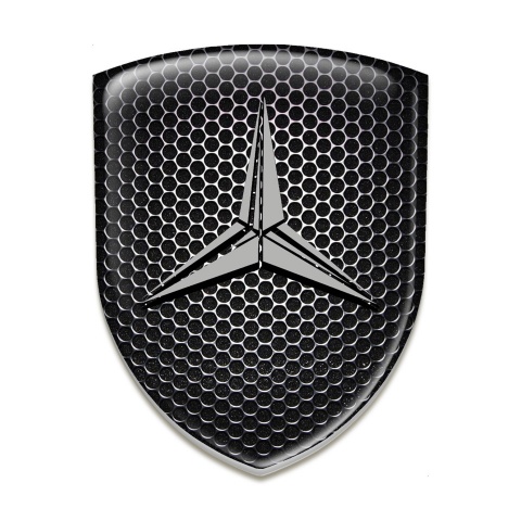 Mercedes Resin Sticker Perforated Steel base Grey Logo