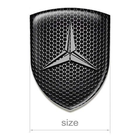 Mercedes Resin Sticker Perforated Steel base Grey Logo