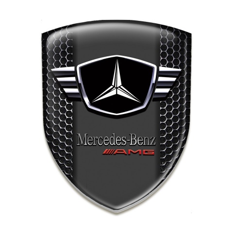 Mercedes 3D Gel Emblem Perforated Steel with Winged logo Style 