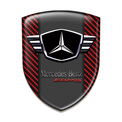 Mercedes Emblem Interior Red Carbon Winged logo Design 