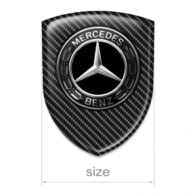 Mercedes Car Accessories Badge Black Carbon Base Metallic Logo