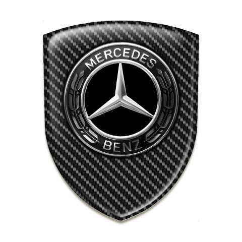 Mercedes Car Accessories Badge Black Carbon Base Metallic Logo